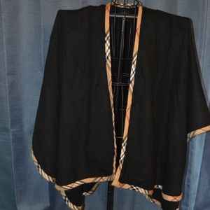 Black w/Tan plaid wrap poncho